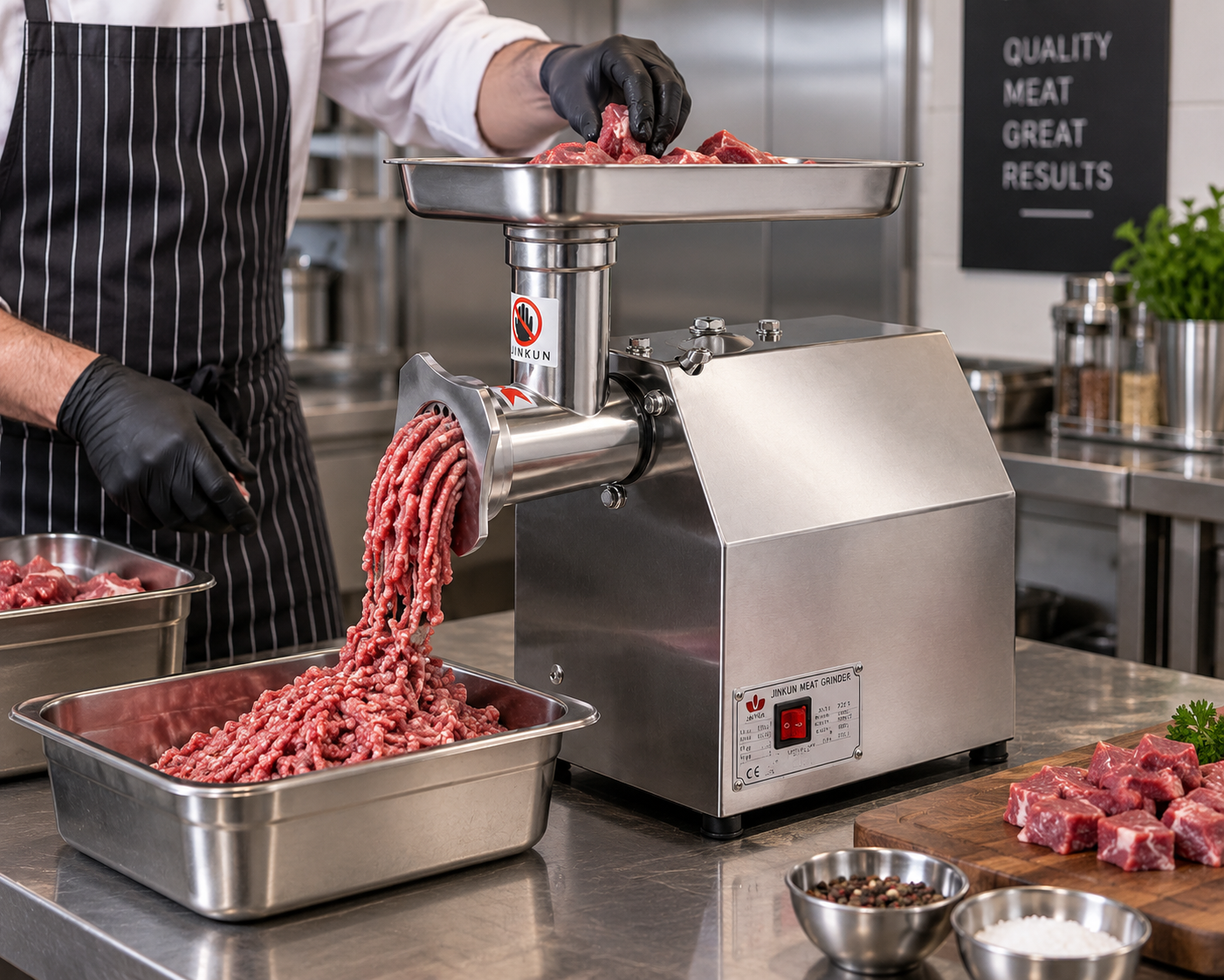 TK-12 150kg/H 220V Portable Meat Grinder Machine With 4 Blades, Stainless Steel Meat Processing Mincer