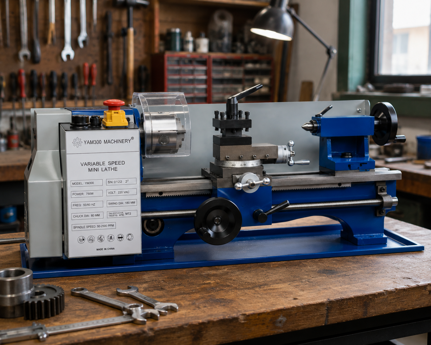 Yishou 1835C 180x350mm 0-2000 RPM 220V/110V Mini Metal Lathe Machine With MT3 Spindle And 7x14 Bench Design