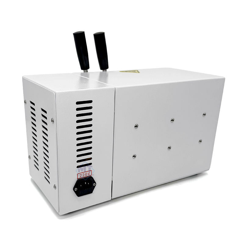 Dental lab tube heater with rear ventilation grilles and power inlet panel