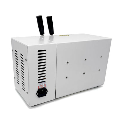 Dental lab tube heater with rear ventilation grilles and power inlet panel