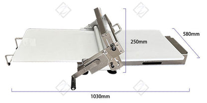 Foldable dough sheeter machine with roller gap lever and side crank handle