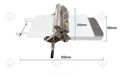 Foldable manual dough sheeter machine with roller unit and fold-out support legs
