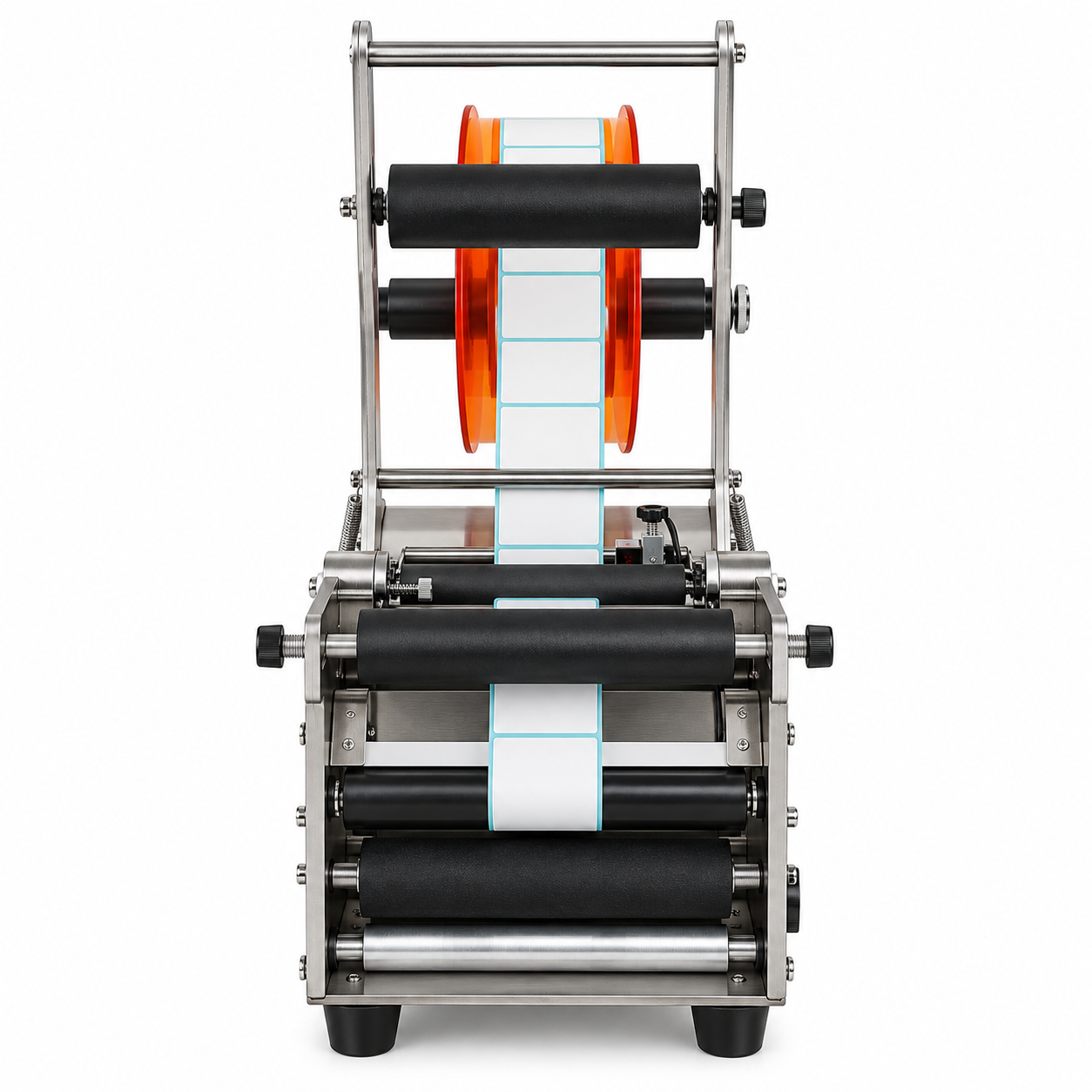 FRIENDPACK UPK-ULM-MT-50 ±0.5mm 220V/110V Desktop Round Bottle Labeling Machine, Semi-Automatic Sticker Label Applicator, Stainless Steel Body, 25-50 Bottles/Min