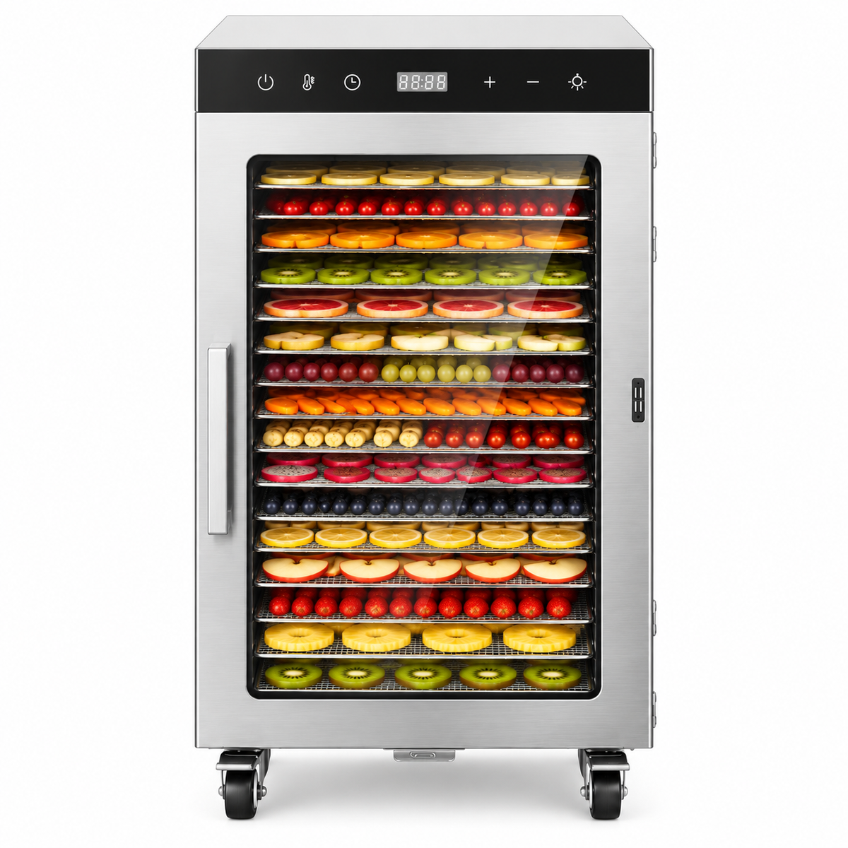 H-HGJ10X 10 Tray 30-90°C Multi Layer Food Dehydrator Machine, PLC Controlled 304 Stainless Steel Drying Trays
