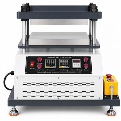 Kehong KH-6014H RT-250C ≤0.01mm Platen Flatness 1kW Vulcanizing Heat Press Machine With Dual Temperature Controllers And 200kg/cm² Pressure Gauge