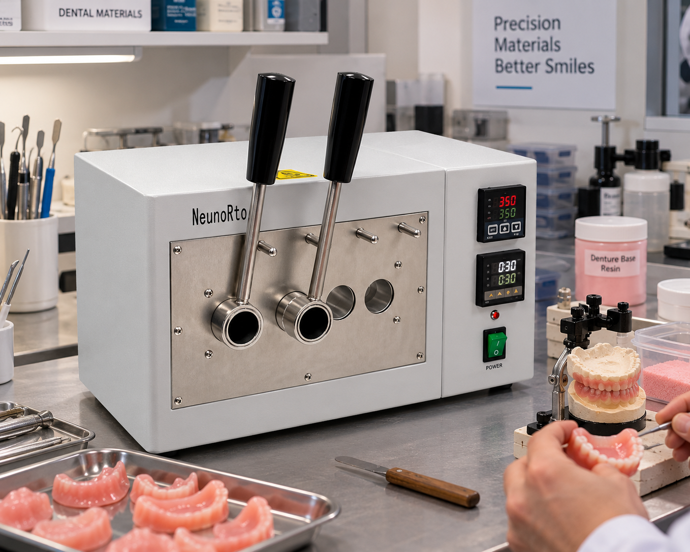 Neunoton S-1501 350C 800W 220V Dental Lab Tube Heater Silicone Denture Base Heating Machine With Aluminum Chamber