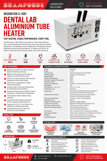 Neunoton S-1501 350C 800W 220V Dental Lab Tube Heater Silicone Denture Base Heating Machine With Aluminum Chamber