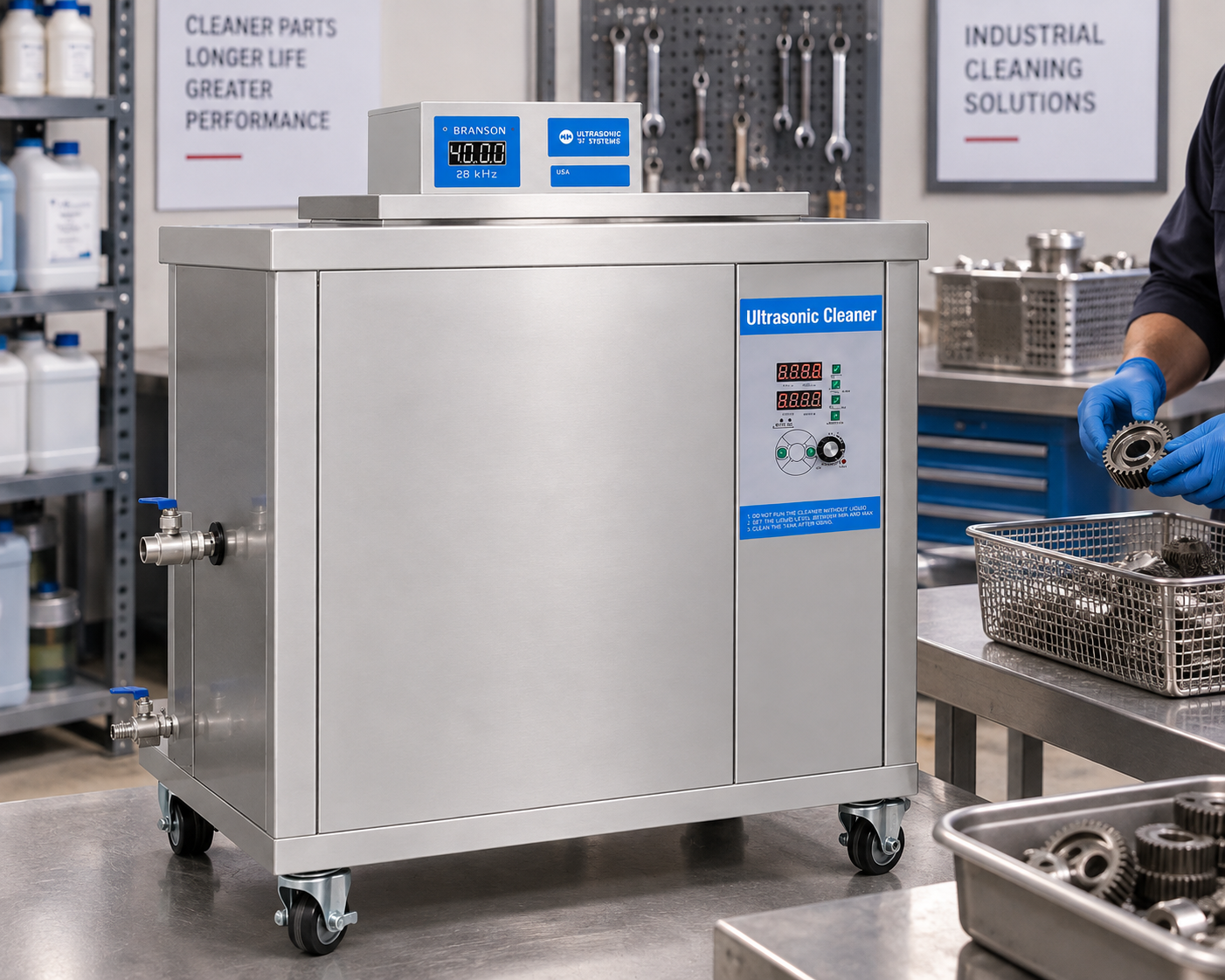 SN-1012F+ 38L 40kHz 220V Industrial Ultrasonic Cleaner Machine With 20-80°C Heating System And Stainless Steel Tank