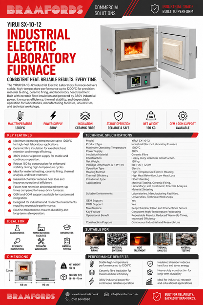 YIRUI SX-10-12 1200°C 380V Industrial Laboratory Furnace Ceramic Fiber Kiln With Insulated Heating Chamber